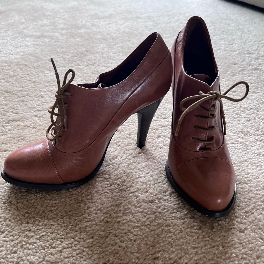 Aldo Brown Leather Heeled Oxford Laceup